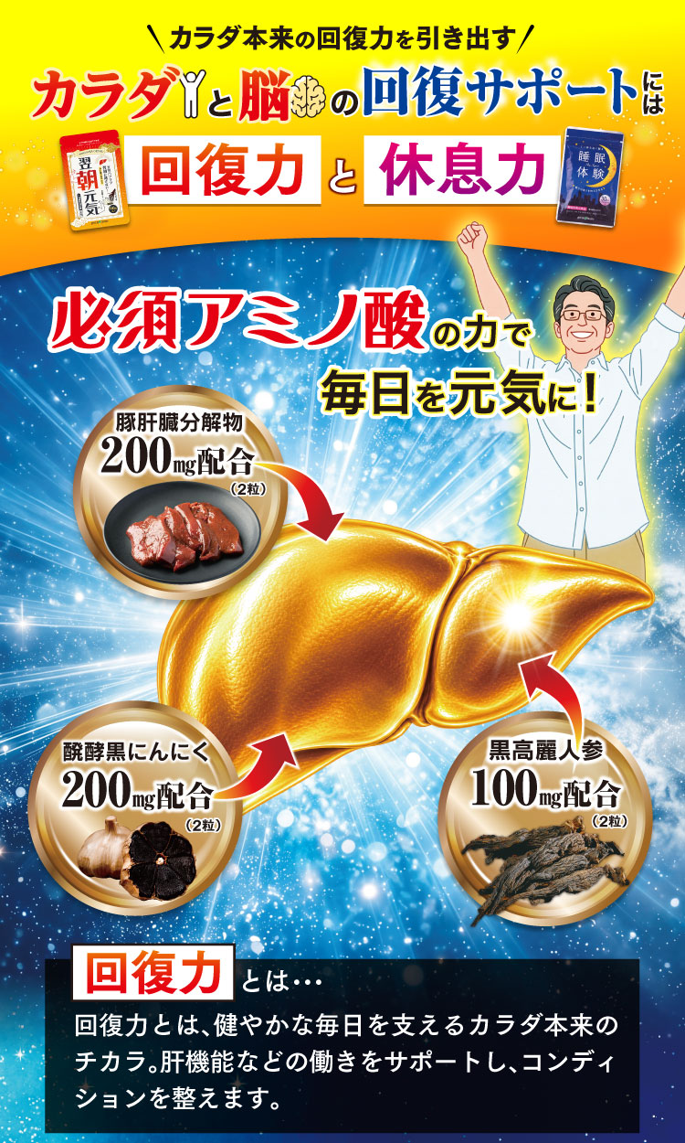必須アミノ酸の力で毎日を元気に