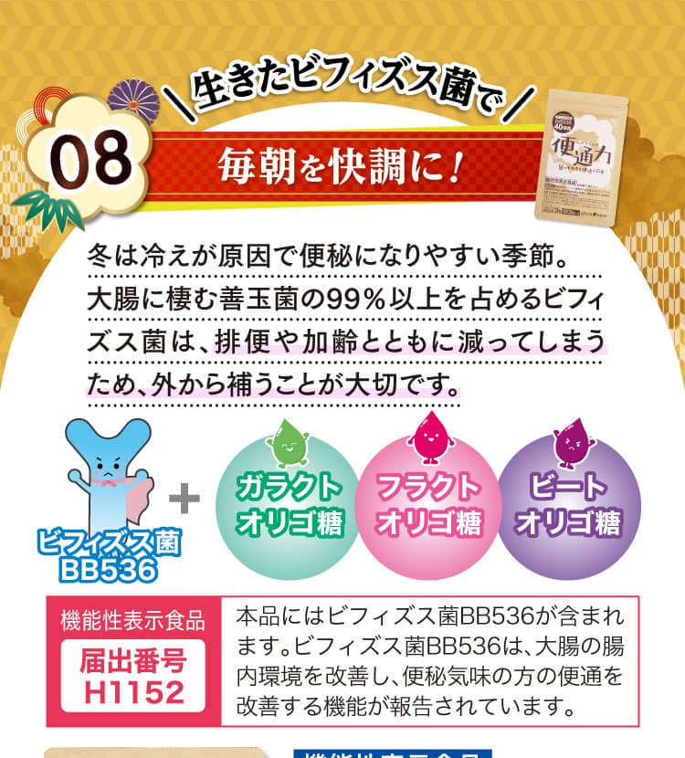 生きたビフィズス菌で毎朝を快調に！