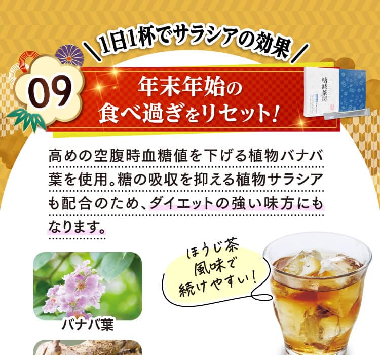 1日1杯でサラシアの効果！年末年始の食べ過ぎをリセット！