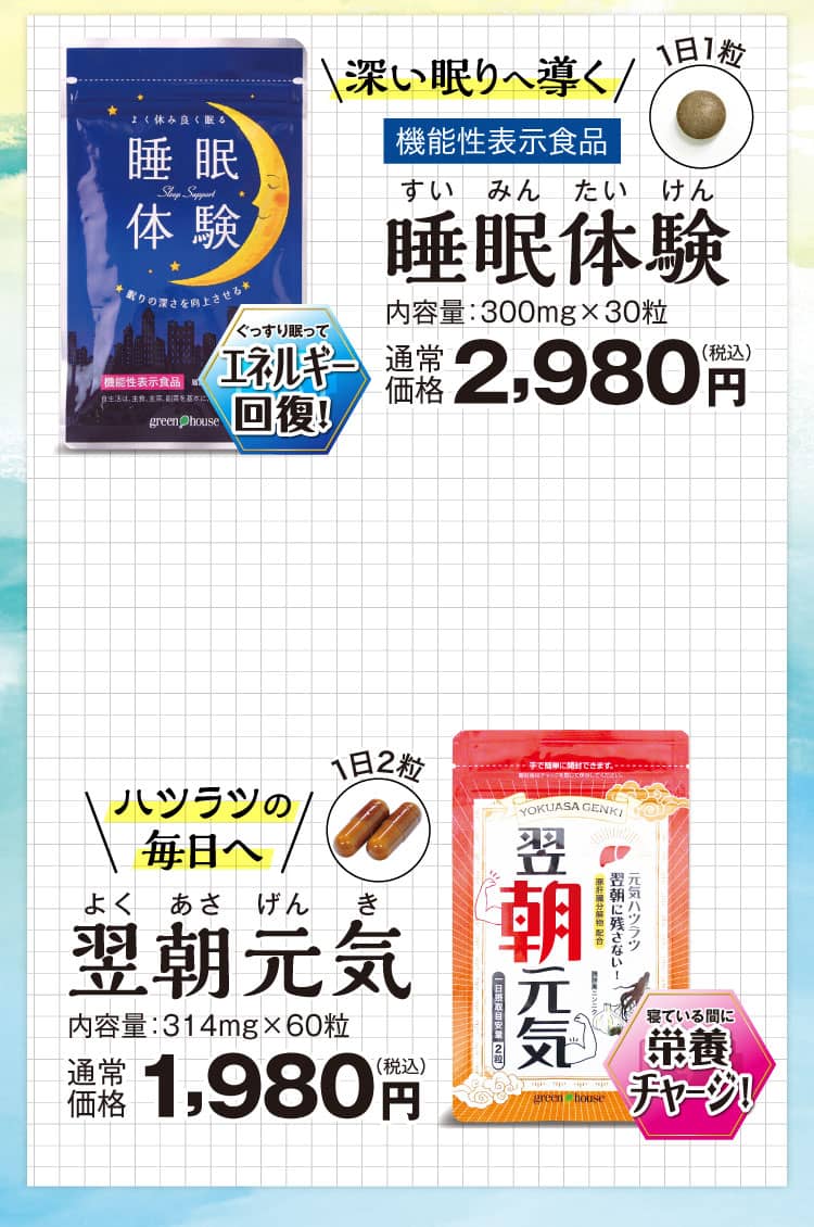 睡眠体験・翌朝元気スペック