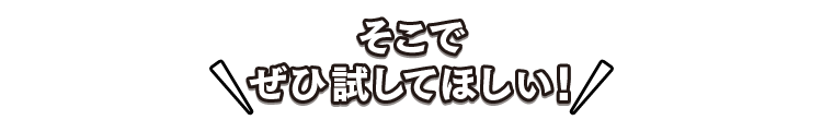 そこでぜひ試してほしい！