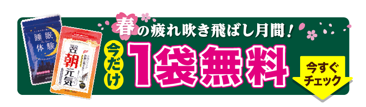 睡眠体験・翌朝元気1袋無料プレゼントオファー