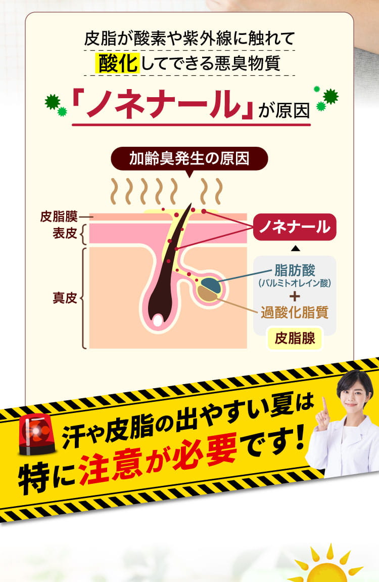 汗や皮脂の出やすい夏は特に注意が必要です！
