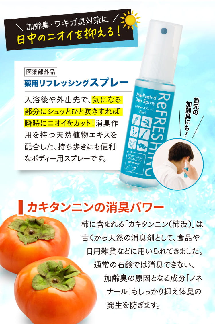 日中のニオイを抑える！薬用リフレッシングスプレー