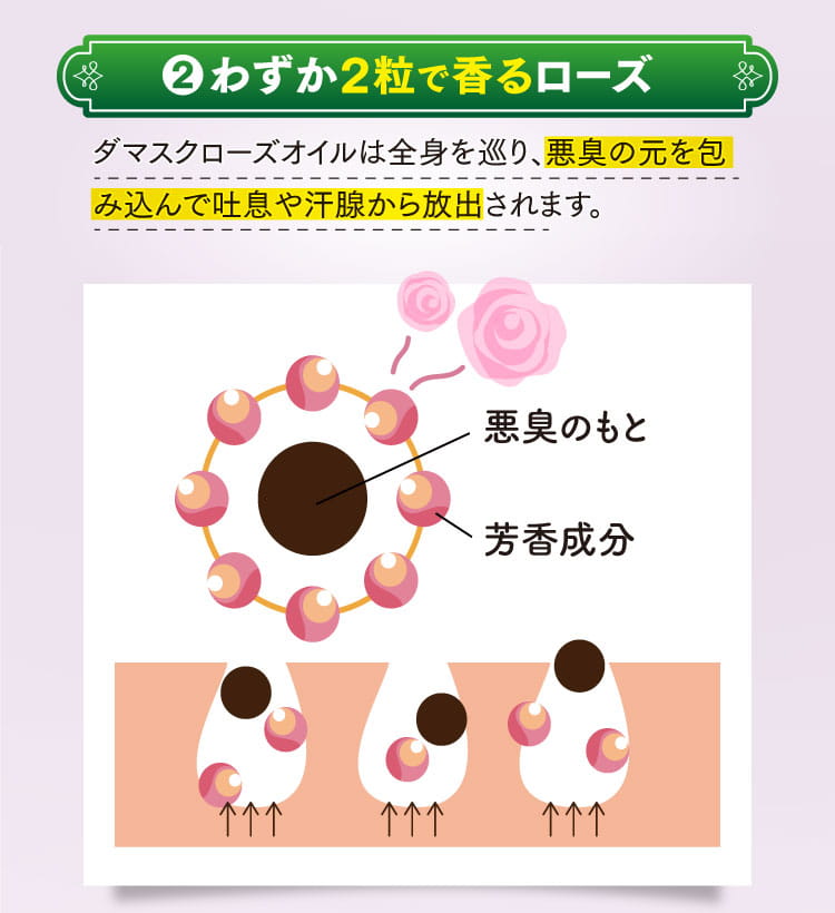わずか2粒で香るローズ