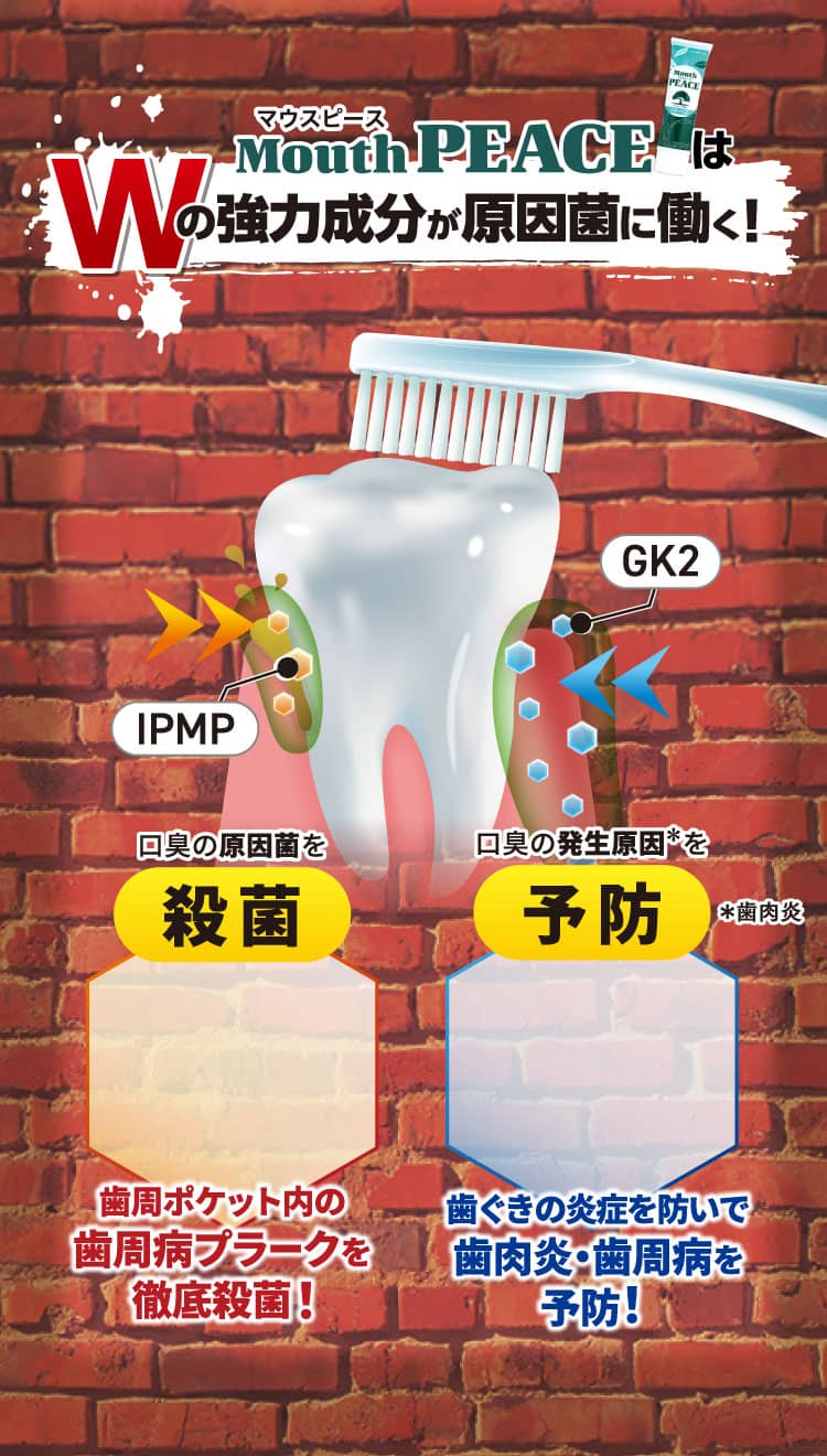 マウスピースはWの強力成分が原因菌に働く！