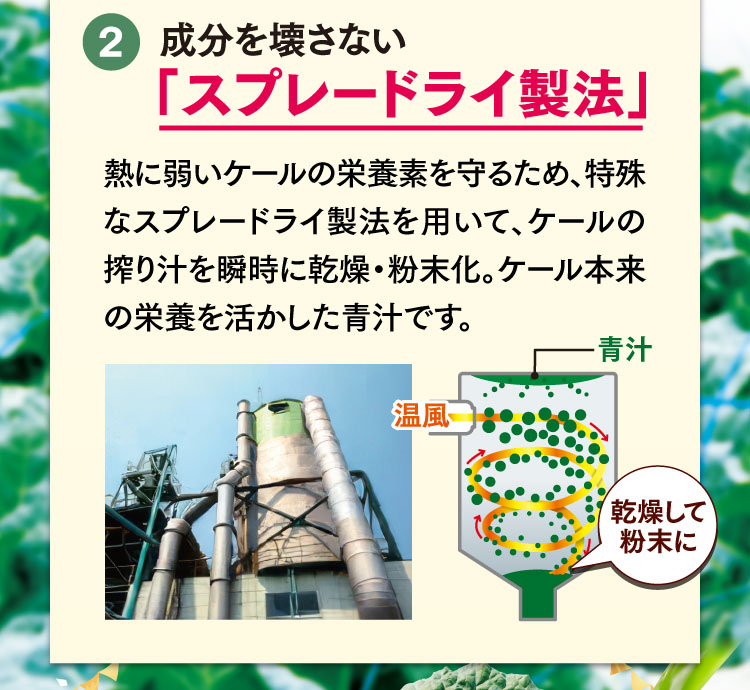 成分を壊さない「スプレードライ製法」