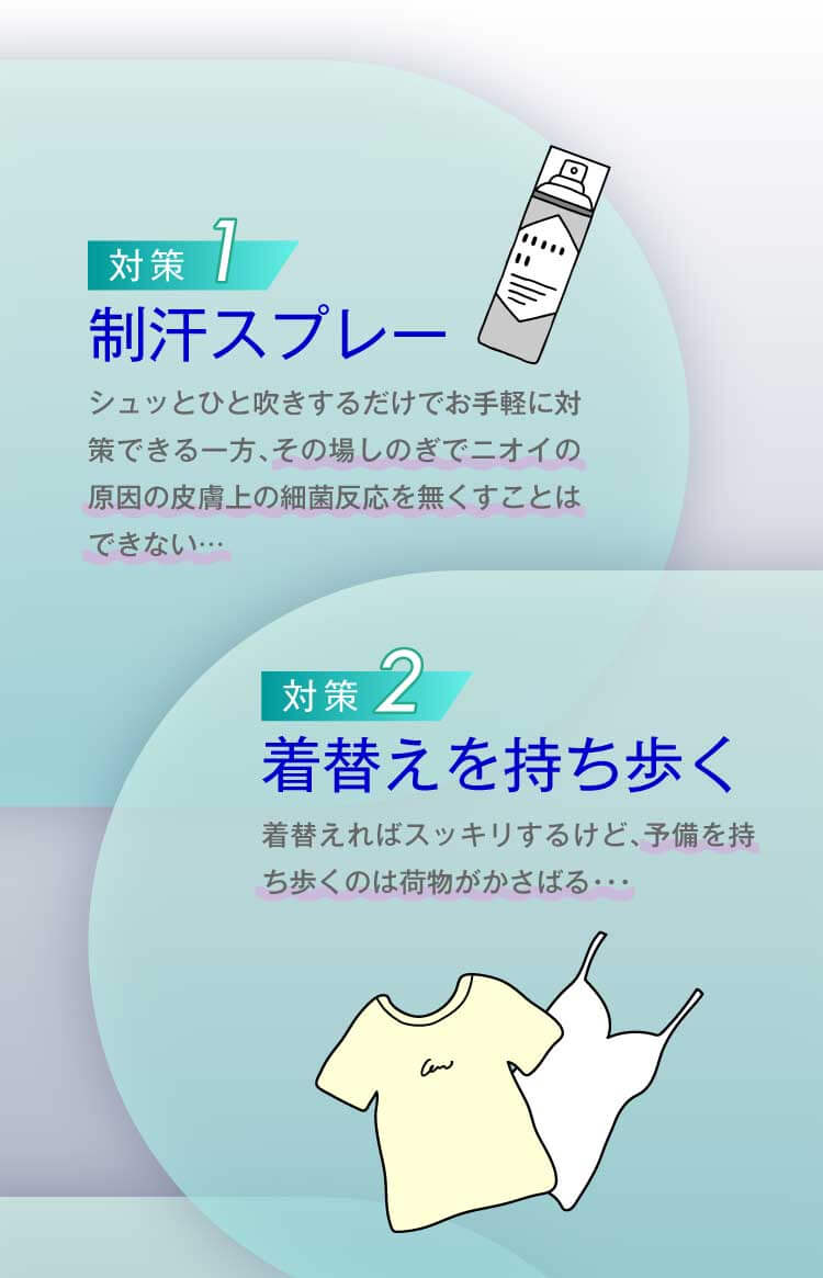 対策1「制汗スプレー」対策2「着替えを持ち歩く」