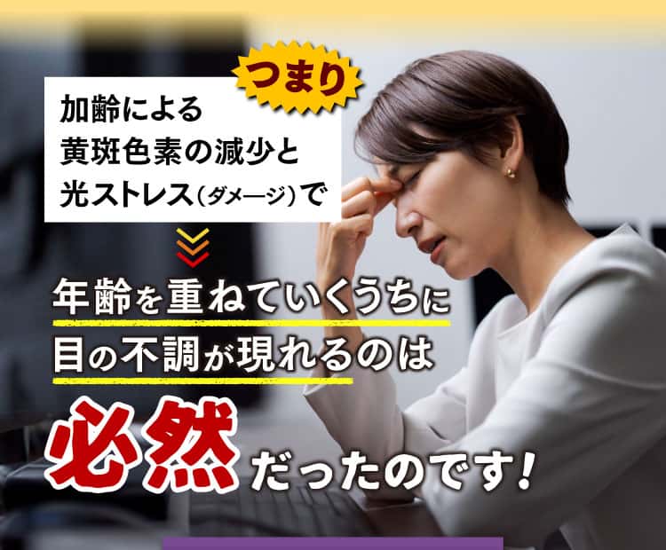 つまり年齢を重ねていくうちに目の不調が現れるのは必然だったのです！