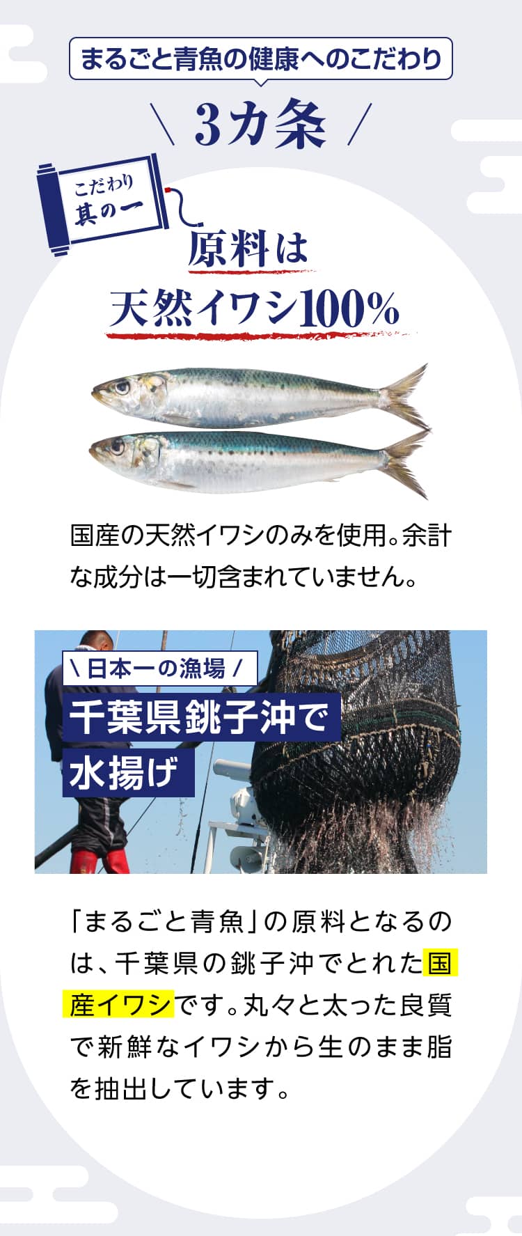 まるごと青魚の健康へのこだわり、其の一