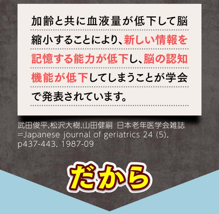 加齢による脳縮小で認知機能が低下してしまう