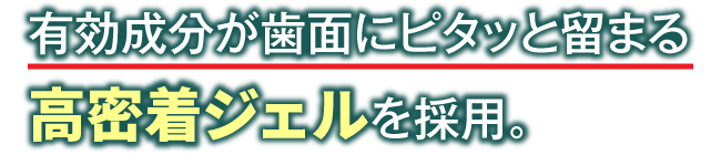 有効成分が歯面にピタッと留まる高密着ジェルを採用。