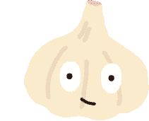 にんにくのキャラクターが息を吐くアニメーション