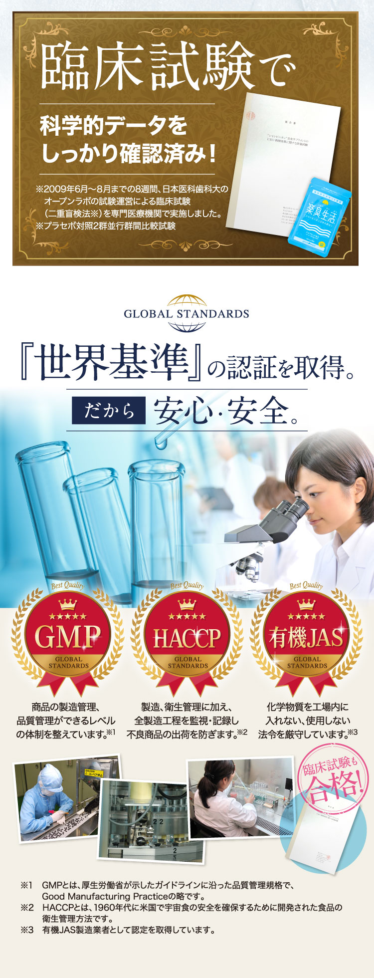 臨床試験で科学的データをしっかり確認済み！