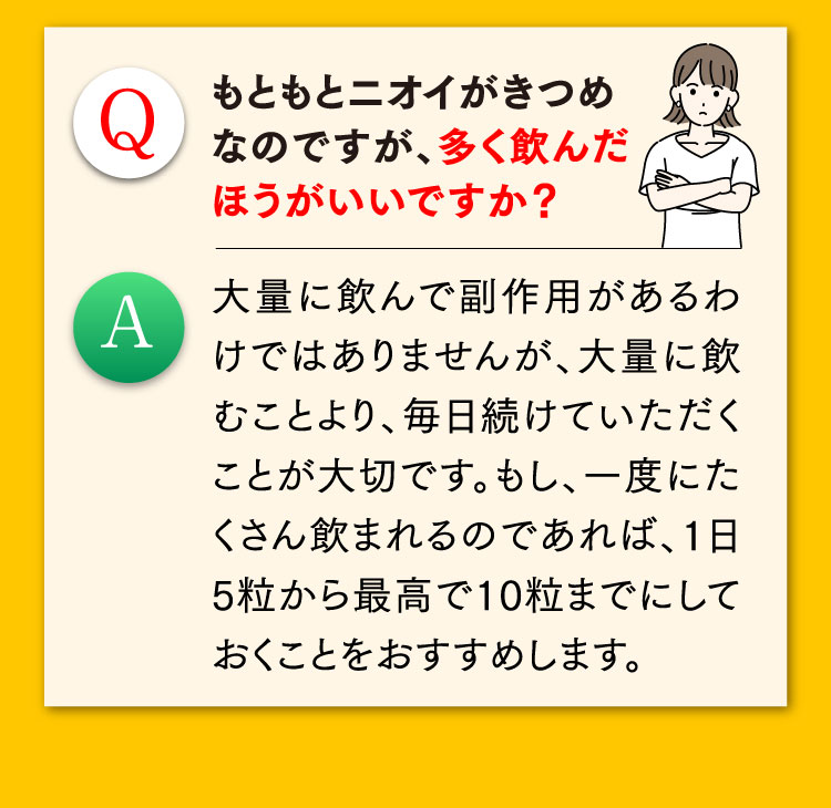 もともとニオイがきつめなのですが、多く飲んだ方がいいですか？