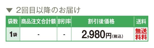 2回目以降お届けの価格表