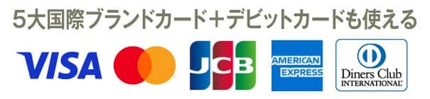 5大国際ブランドカード+デビットカードも利用できる