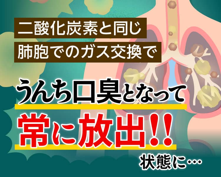 二酸化炭素と同じ肺胞でのガス交換で肺から常に放出！！しています