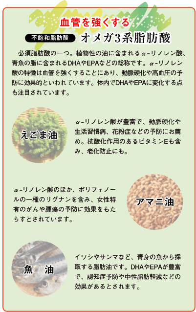 血管を強くする「不飽和脂肪酸」オメガ3系脂肪酸