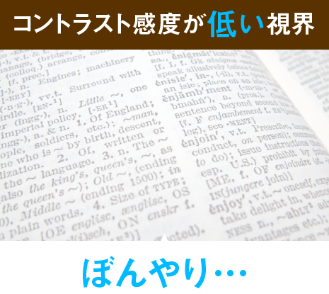 コントラスト感度が低い視界　ぼんやり