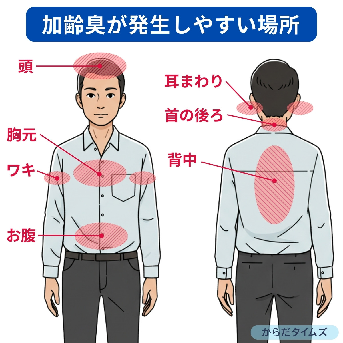 加齢臭が発生しやすい場所