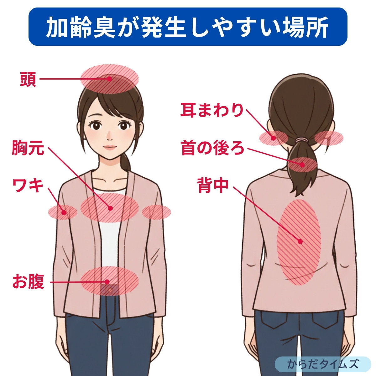 加齢臭が発生しやすい場所