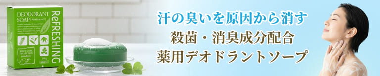 汗の臭いを原因から消す殺菌・消臭成分配合薬用デオドラントソープ