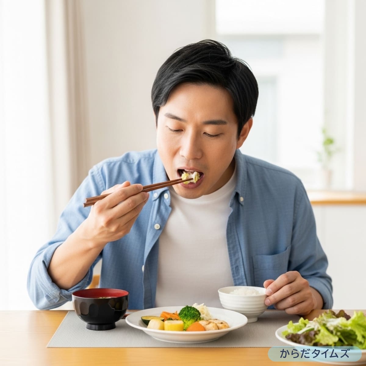 よく噛んで食べることで臭い玉の発生を防ぐ