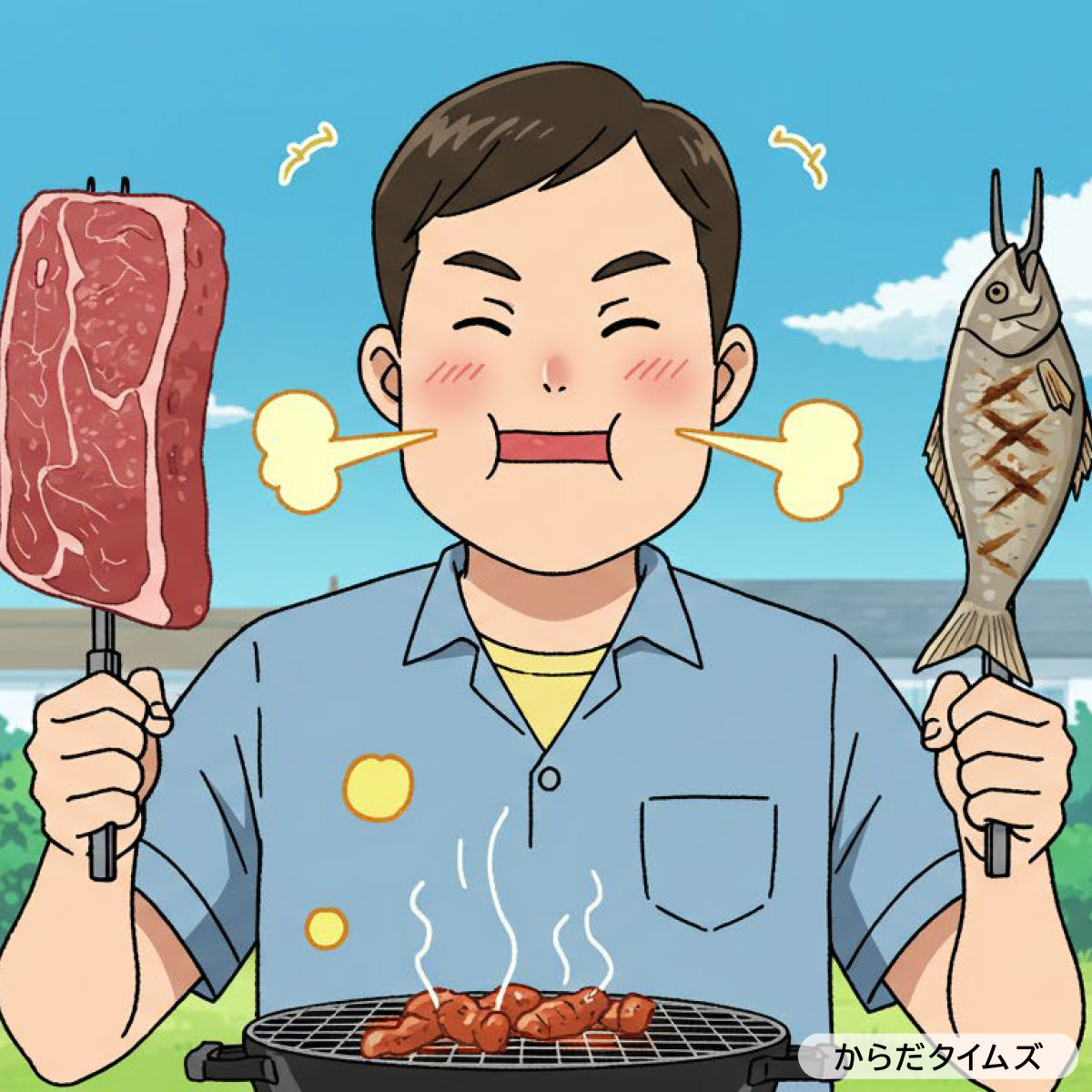 肉や魚をよく食べる