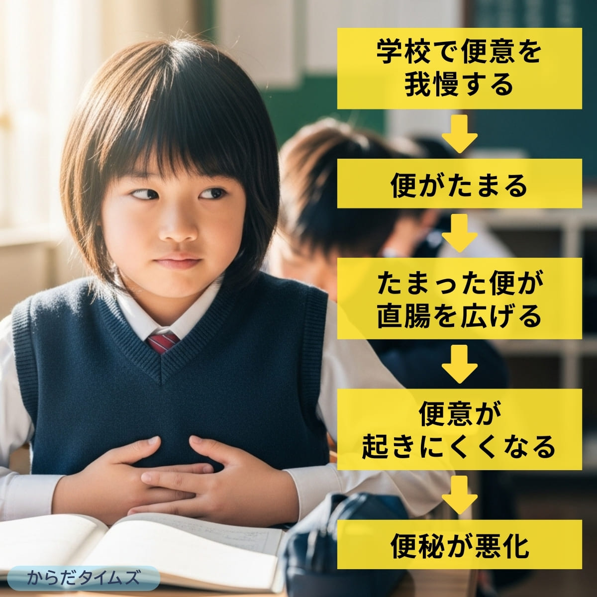 学校で便意を我慢すると便秘が悪化