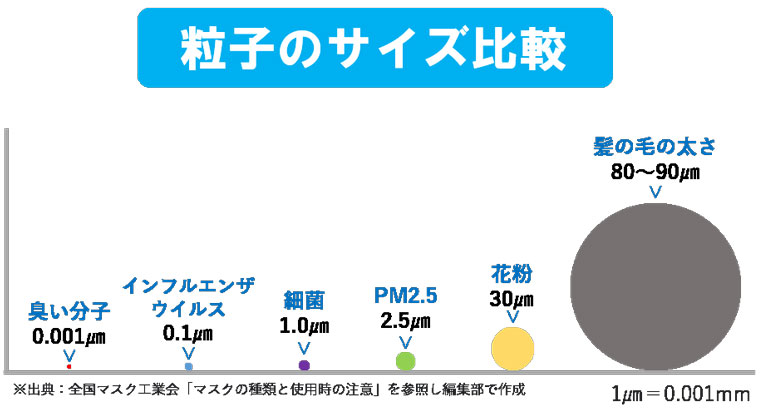 粒子のサイズ比較