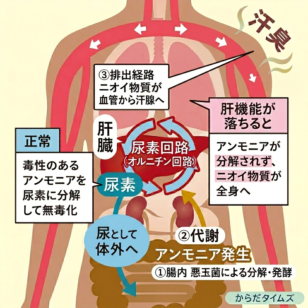 腸内におけるニオイ物質の排出プロセス